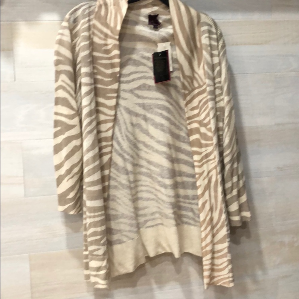 Women’s Colour Works Creme And Taupe Open Cardigan